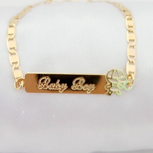 18k GF baby boy logo bracelet. New - Picture 8 of 8
